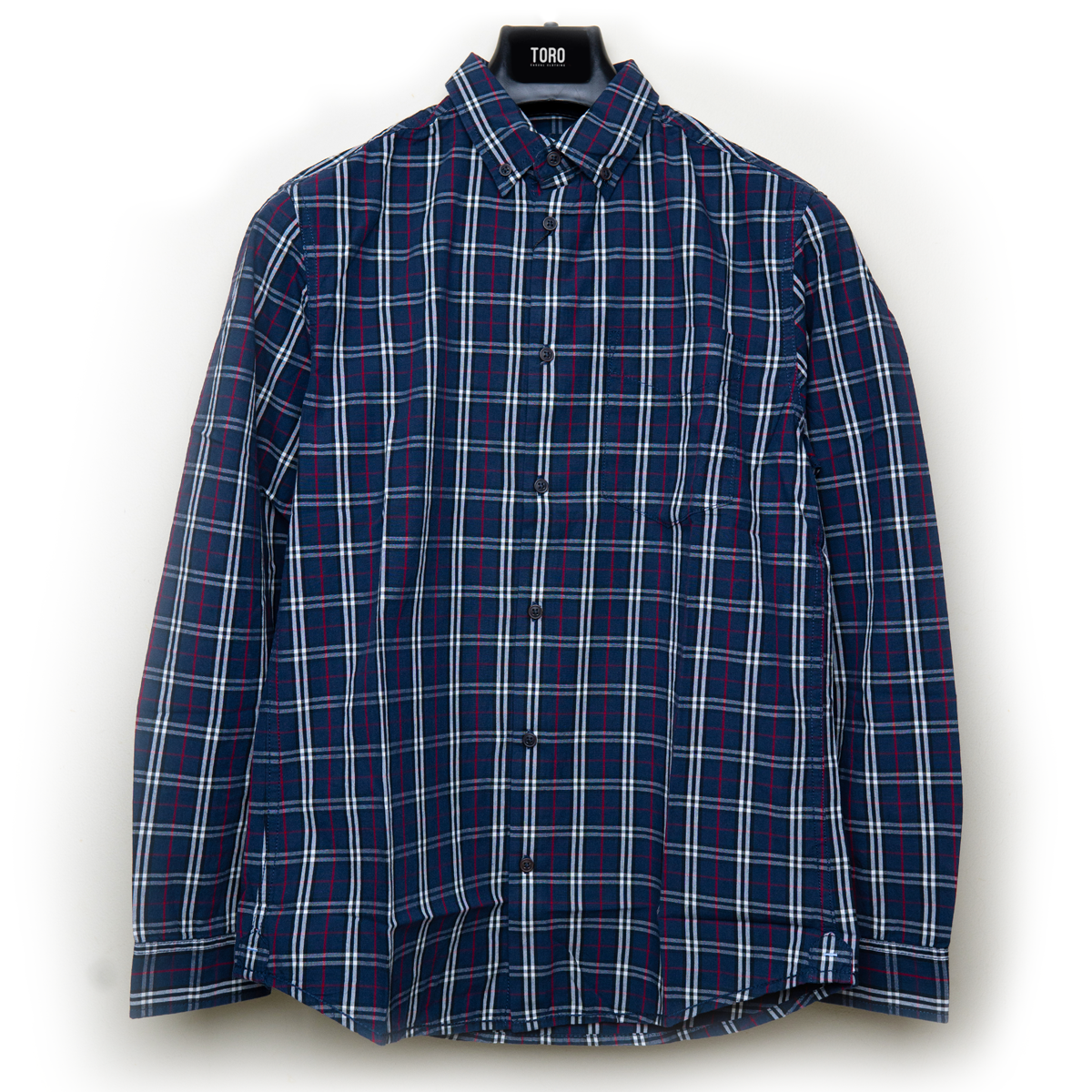 Navy blue check shirt